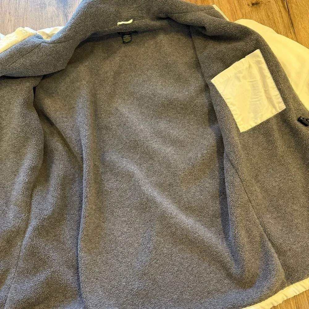 Vintage J Crew Winter Jacket Men’s M Ivory Grey Fleece Lined Outdoor Gorpcore 90